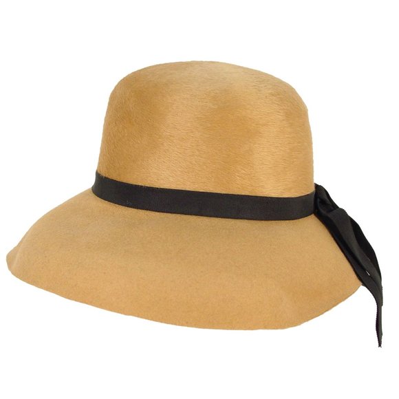 SELENE for Leslie James Milliners Vintage 50's/60's Camel Fur Felt Fedora Hat - Picture 2 of 10